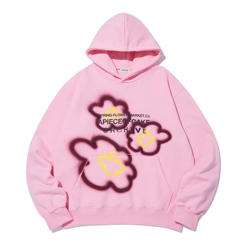 Flower bear hoodie_Light Pink