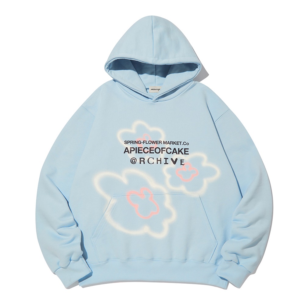 Flower bear hoodie_Sky Blue